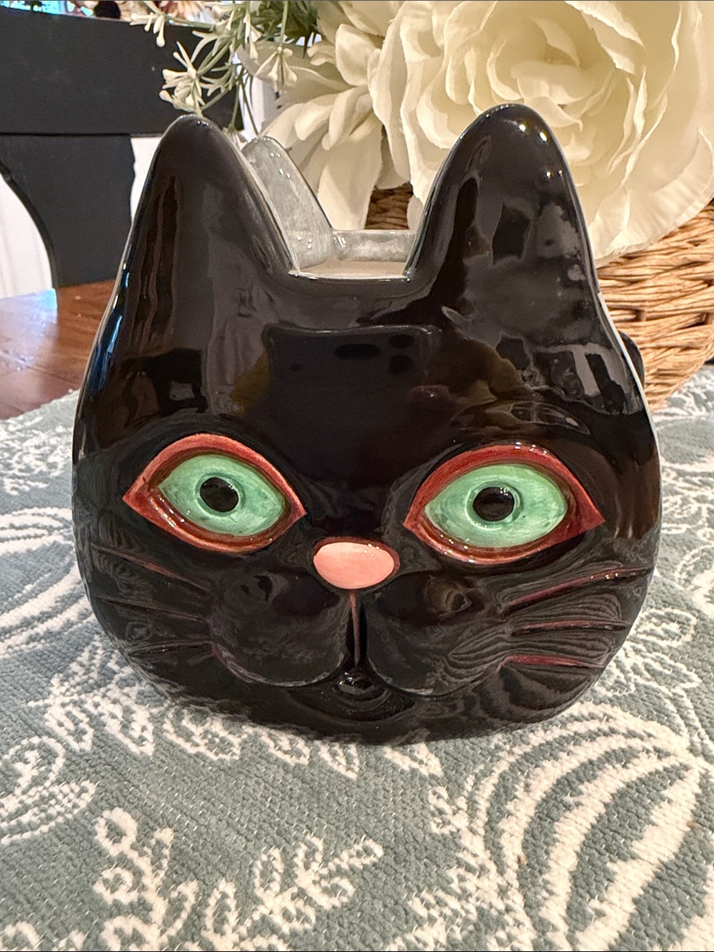Black Cat Ceramic Planter